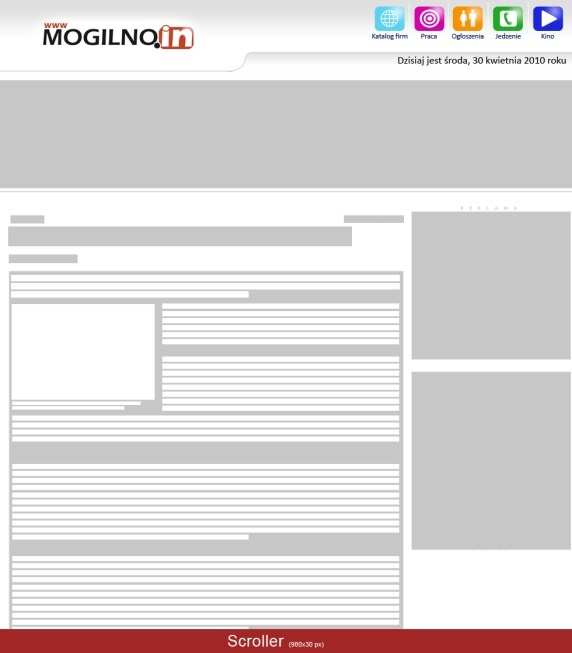 Scroller Reklama w formie paska wyświetlanego u dołu strony. Niezależna od przewijania strony w oknie przeglądarki.