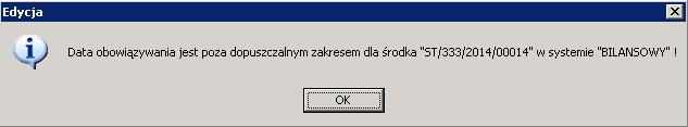 Przykładem takiej kolizji jest naliczenie i zatwierdzenie dokumentu Amortyzacji dla systemu bilansowego za sierpień 2011, a następnie próba zatwierdzenia dokumentu likwidacji w systemie bilansowym, z