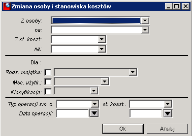 Zmiana osoby odpowiedzialnej Umożliwia wykonanie operacji i wydruk potwierdzenia zmiany osoby odpowiedzialnej.