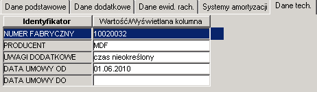 Kolejne zakładki przedstawiają kompletną informację o pozycji majątkowej.