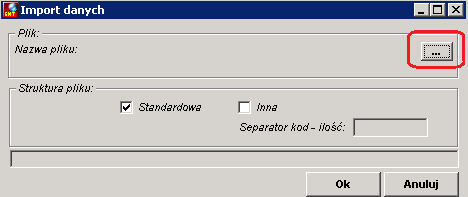 3. Uruchamiamy ikonę Załaduj bieżące dane. Powoduje to naczytanie do arkusza środków z ewidencji wg wybranych w nagłówku filtrów.