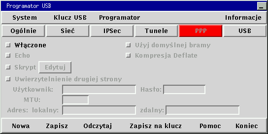 3.4.5. Zakładka PPP Umożliwia konfigurowanie usługi PPP Włączone - Włącza lub wyłącza obsługę PPP na drugim porcie szeregowym (COM2).