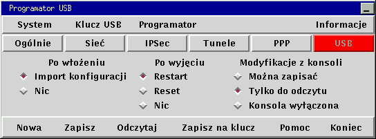 3.4.6. Zakładka USB Umożliwia konfigurowanie parametrów z jakimi będzie pracował szyfrator odnoszących się do klucza USB.