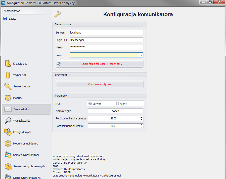5.4.4. Konfiguracja komunikatora Za pomocą Konfiguratora można również skonfigurować komunikator.