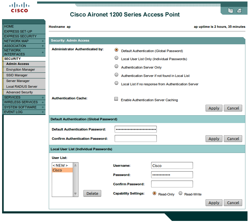 5.2. Konfiguracja punktu dostępowego Cisco Aironet 43 