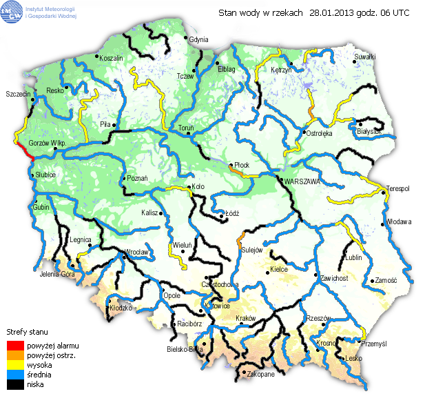 Ocena aktualnej i prognoza sytuacji hydrologicznej na okres 28.