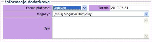 Elementy Rysunek 16.53 Funkcja: Koszyk, Informacje dodatkowe. Sekcja Elementy w koszyku zawierają listę towarów jakie aktualnie znajdują się w koszyku.