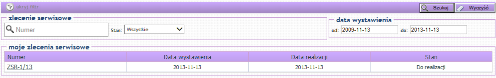 Rozpatrzenie reklamacji Sekcja Rozpatrzenie reklamacji zawiera następujące informacje: Status status reklamacji Opis Realizacja reklamacji Rysunek 16.