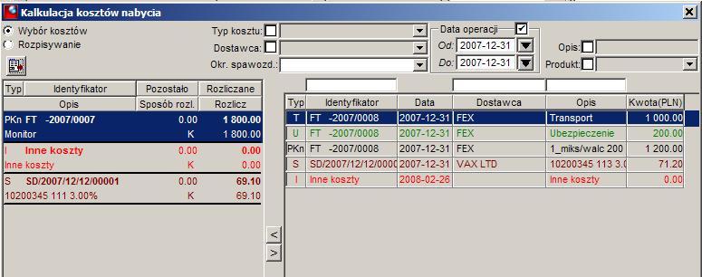 3. Kalkulacja cen nabycia Opis działania kalkulacji cen nabycia W dokumencie dostawy dostępna jest opcja kalkulacji cen nabycia.