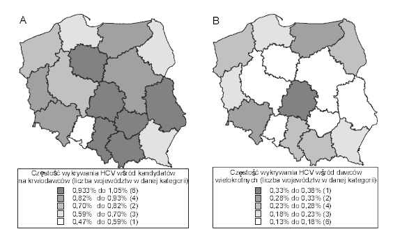 Częstość anty-hcv (RR) wśród dawców krwi w Polsce