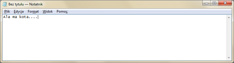 Otwarcie aplikacji edytora tekstu, wprowadzenie zmian, zapisanie W Windows 7 można uruchomić edytor tekstu: Start => w okno wyszukaj