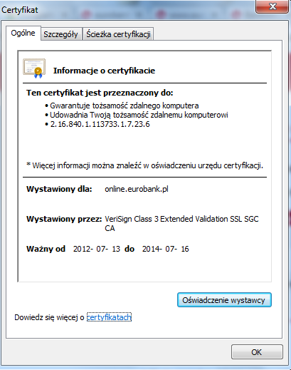 - ważny do: 16 lipca 2014 - odcisk palca: 0a 1d b0 ef c9 28 df 74 86 80 14 97 ab 9f 7f 72 9e f7 93 ef Uwaga!