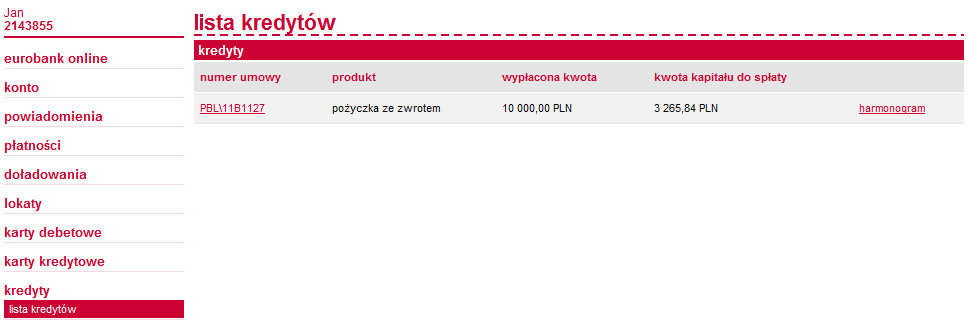 Pamiętaj! Nowe limity transakcyjne, ustawione przez Klienta w serwisie eurobank online będą obowiązywać najpóźniej dwa dni robocze po dniu złożenia dyspozycji.