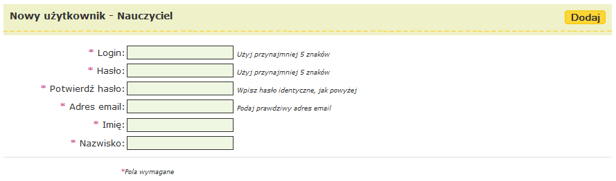 Możliwe jest również alfabetyczne sortowanie listy użytkowników poprzez kliknięcie odpowiednich nagłówków Login, Adres email, Imię, Nazwisko, Rola, Szkoła użytkownika, Konto aktywne, Data ostatniego