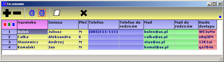 8 Hermes Wpisywanie danych do programu. Zanim rozpoczniemy powiadamianie, musimy wypełnić tabele informujące o przedmiotach, uczniach, systemie oceniania.