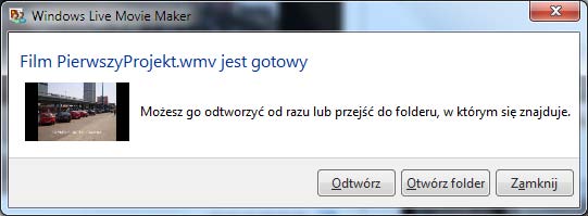 13 Wimmer Windows Live Movie Maker 2011: Pierwszy projekt Rysunek 10 - Zapisywanie filmu Rysunek 11 - Etap kompilacji filmu Rysunek 12 - Film gotowy do