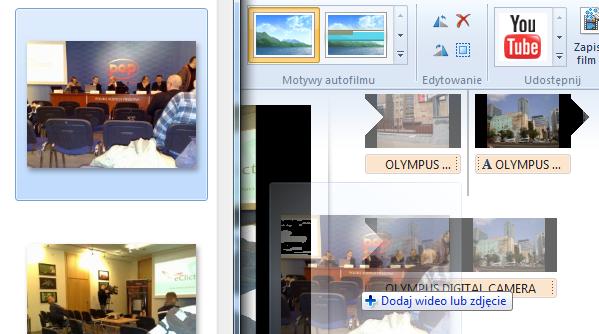 25 Wimmer Windows Live Movie Maker 2011: Wybieranie materiału do filmu Czwarty sposób uniwersalny. W pasku tytułowym programu kliknij ikonę Dodaj wideo i zdjęcia.
