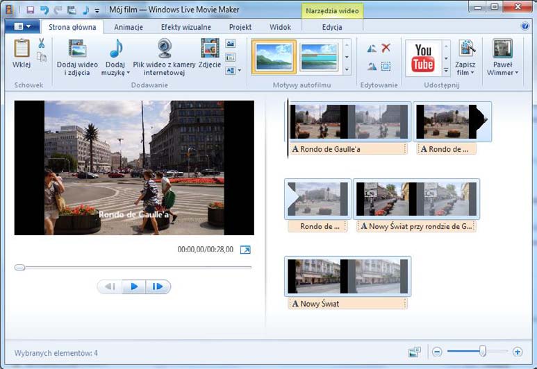 56 Wimmer Windows Live Movie Maker 2011: Tytuły, podpisy i napisy W rozdziale o wstawianiu materiałów filmowych i fotograficznych wspominaliśmy już o Galerii fotografii usługi Windows Live.