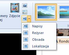 58 Wimmer Windows Live Movie Maker 2011: Tytuły, podpisy i napisy W ramce, wersalikami, pojawia się tekst NAPISY KOOCOWE, a pod nim sugestia, by wprowadzid imię i nazwisko.