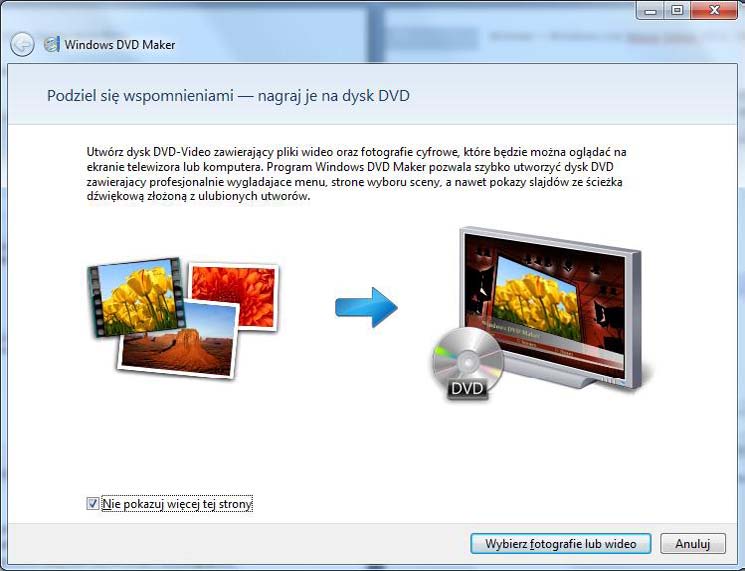 72 Wimmer Windows Live Movie Maker 2011: Zapisywanie filmu Na zakooczenie powiedzmy jeszcze, ze Windows DVD Maker jest dostępny nie tylko z poziomu Windows Live Movie Makera, ale i w menu systemu