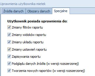 Dodatkowym udogodnieniem jest możliwość zablokowania użytkownikom prawa do zmiany filtrów i układów raportu, co umożliwia prezentowanie danych częściowych, np dotyczących tylko wybranej grupy
