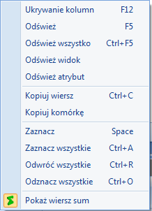 W każdej kolumnie, po której występuje sortowanie dostępny jest lokator, który działa wg metody zaczyna się od.