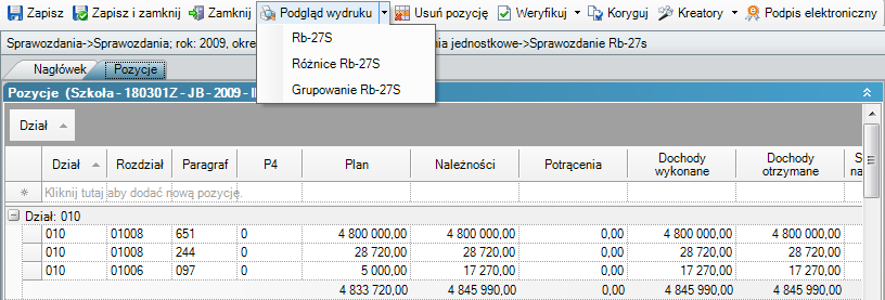 Rysunek 17. Wprowadzanie danych do tabeli poprzez wybór z listy Po wprowadzeniu danych do pojedynczego wiersza listy można przejść do uzupełniania kolejnych wierszy.