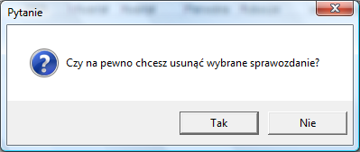 4.12. Sytuacje wyjątkowe 4.12.1. Usuwanie pojedynczego sprawozdania W celu usunięcia sprawozdania (np.