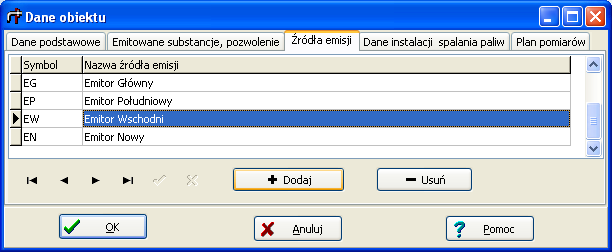 PROEKO R. Samoć Instrukcja programu "EMISJA" - 60 - Dla każdego zanieczyszczenia można wpisać także ilość znaków po przecinku w wydruku emisji.