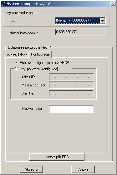 92/192 Bosch Rexroth AG Technologia wkrętarska BS350 4.6 Działanie systemu modułowego IMenip obr. 4 49: Dialog parametru IMenip (E/A i dane, konfiguracja).