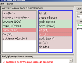 A.9. Łączenie wyrazów Czasami niezbędne jest utworzenie ze słów znajdujących się na liście słów segmentów źródłowego/docelowego związków frazeologicznych.