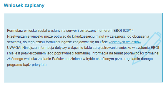 Jeśli chcesz nanieść zmiany w formularzu Elektronicznej Aplikacji kliknij Powrót, jeśli chcesz złożyć Elektroniczną Aplikację kliknij Złóż Aplikację.