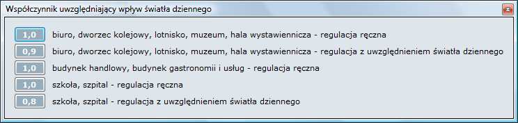 dana d bliczeń należy pdać współczynnik z ręki lub wybrać g z następującej pdpwiedzi: UWAGA: nwści w temacie świetlenie wbudwaneg jest mżliwść kreślania wartści referencyjnej