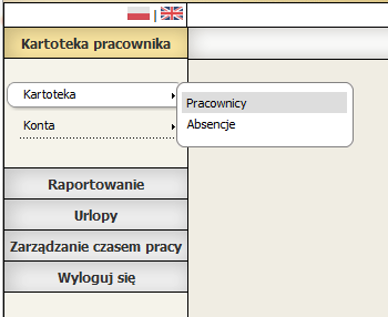 A. Kartoteka Aby przejść do szczegółowych danych pracownika należy z menu widocznego po lewej stronie w Kartotece pracownika wybrać kolejno pozycję Kartoteka, a następnie Pracownicy.