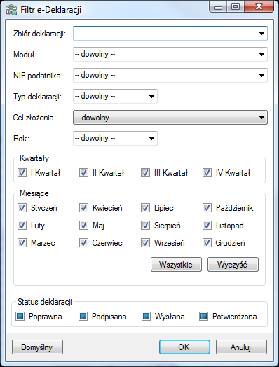 Zarządzanie e-deklaracjami Filtrowanie i sortowanie e-deklaracji Po uruchomieniu programu Symfonia e-deklaracje pojawia się okno Filtr e-deklaracji (Rys. 4-1). Rys. 4-1 Okno Filtr e-deklaracji.