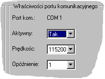 Można tu zdefiniować: aktywność portu prędkość transmisji z rejestratorami opóźnienie (parametr bez znaczenia) Zmiany zatwierdzamy klawiszem OK lub odrzucamy klawiszem Anuluj Następnie przechodzimy