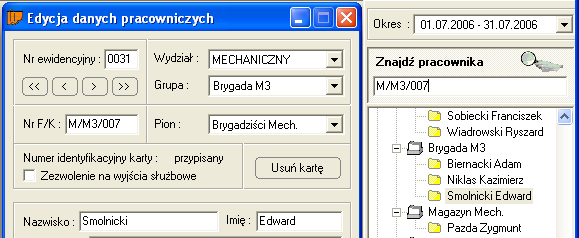 4.Program bibi Można też, wpisać początkowe litery nazwiska, wtedy w rozwijanej liście pojawią się tylko osoby z tak rozpoczynającym sie nazwiskiem.