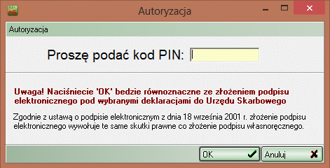 2. Obsługa funkcjonalności e-deklaracje 8. Ostatnim krokiem jest potwierdzenie wysyłki dokumentu, za pomocą przycisku SF7 Potwierdź wsk.