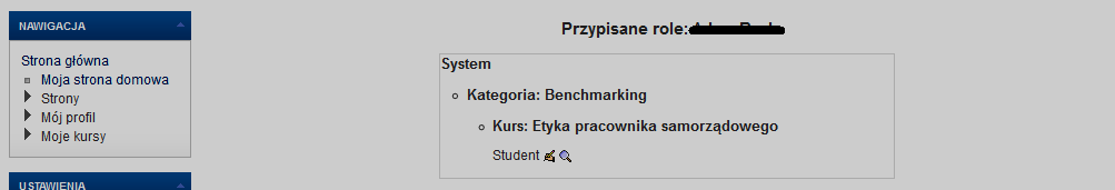 5. Opcje dostępne dla administratora Administrator platformy ma dostęp do następujących funkcji systemu: Użytkownicy Kursy Oceny Strona główna Moduły 5.1.