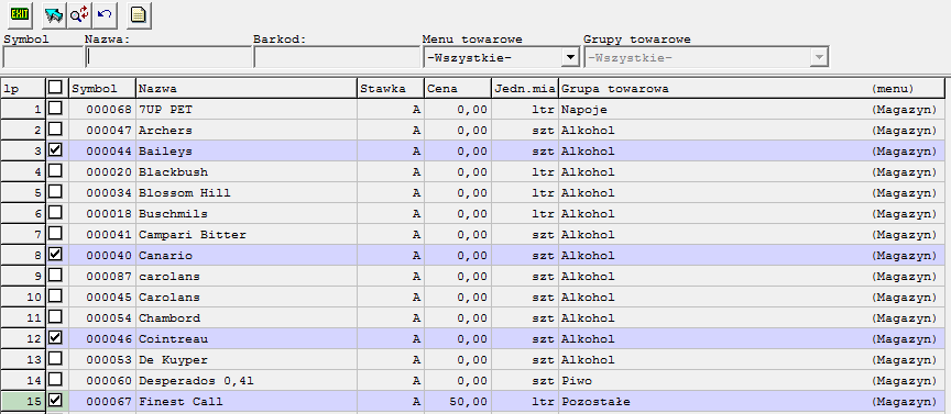 S t r o n a 50 Recepturę budujemy w oparciu o symbole magazynowane w systemie, aby dodad nowy towar do listy towarów receptury, używamy klawisza (dodaj).