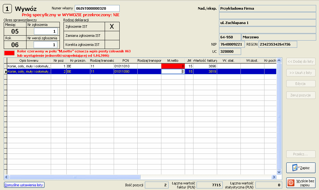 DB.net soft 24/41 Możliwe jest również wprowadzanie deklaracji z ręki, funkcja ta jest dostępna jeśli nie wprowadzono żadnych faktur za podany okres.