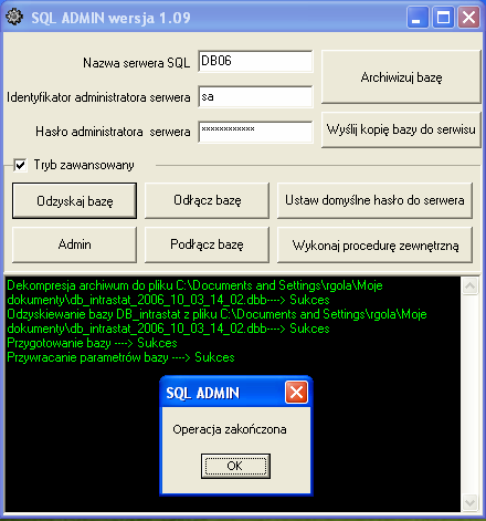 DB.net soft 41/41 5.4. Przeniesienie programu Intrastat na inny komputer Przeniesienie danych na inny komputer odbywa się za pomocą programu SQL ADMIN patrz pkt. 5.1, następnie na nowym komputerze instalujemy serwer baz danych MSDE 2000 oraz aplikację DB.