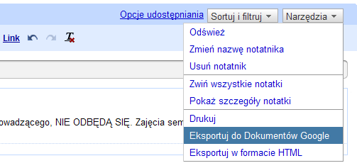 okno z Notatnikiem Google, gdzie moŝna zarządzać wszystkimi wpisami. Tę funkcjonalność przedstawia rysunek 6.