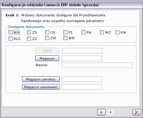 Synchronizacja Comarch ERP XL - Comarch ERP Mobile Sprzedaż 1. Udostępnienie kolejnych dokumentów 1.1. Dostępne typy podczas kreacji oddziału offline: Comarch ERP Mobile Sprzedaż W wersji 2014.