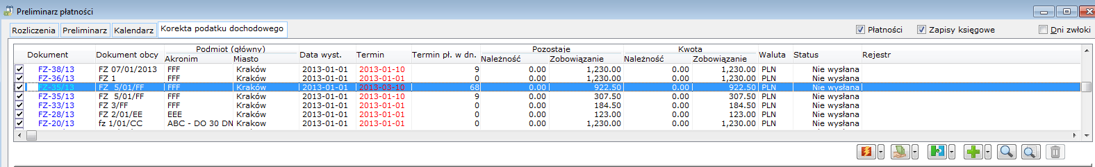 Rysunek 25 Ribbon, zakładka Ogólne nowy przycisk Korekta podatku doch. Rysunek 26 Toolbar (wersja SE) nowy przycisk Korekta podatku doch. 3.3.1.