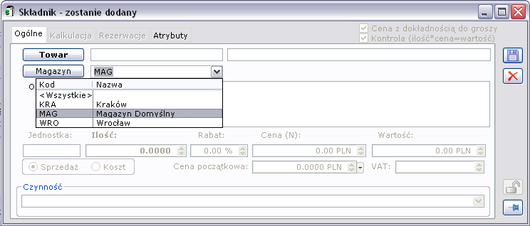 4.2. Formatka dokumentu ZSR Rysunek 87 Definicja zlecenia serwisowego W związku ze zmianami na definicji zlecenia serwisowego, na dokumencie ZSR w comboboxie przy przycisku Źródłowy udostępniona