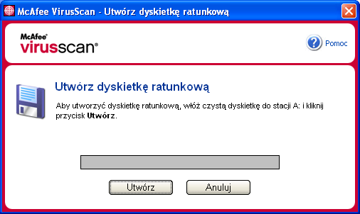 tworzenie dyskietki ratunkowej tworzenie dyskietki ratunkowej Za pomocą narzędzia Dyskietka ratunkowa można utworzyć własną dyskietkę rozruchową pozwalającą uruchomić i przeskanować komputer, jeśli