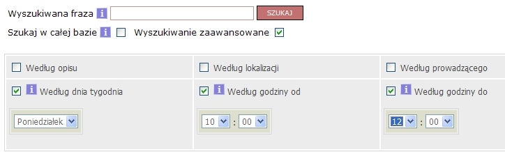 W obydwu przypadkach na górze strony pojawi się panel wyszukiwarki (rys. 13): Rysunek 13: Panel wyszukiwarki Po odhaczeniu opcji kolejne opcje (rys.