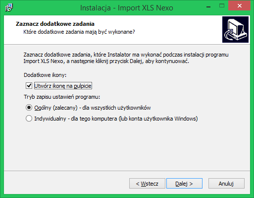 2) Przygotowywanie programu do pracy 2.1 Instalacja programu Instalacja programu przebiega prosto. Jednakże krok Zaznacz dodatkowe zadania wymaga dodatkowego omówienia.