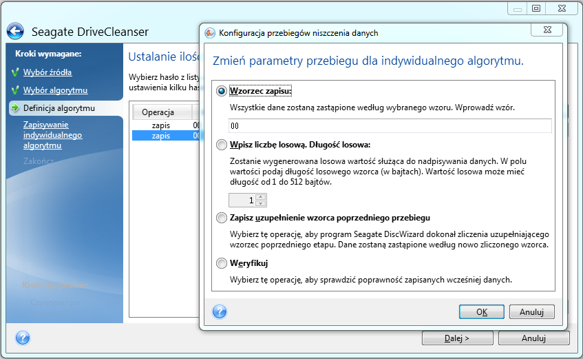 Seagate DriveCleanser zawiera przydatną funkcję pozwala oszacować wyniki zastosowania algorytmu niszczenia danych na dysku twardym lub na partycji.